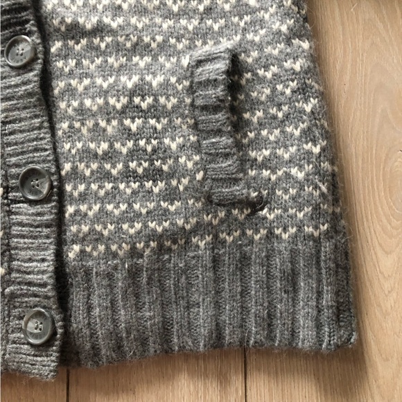 Aerie Y2K Lambswool Rabbit Hair Blend Snowflake Colorwork Cardigan in Grey S - Picture 9 of 12